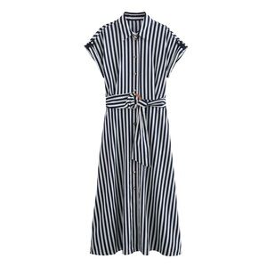 Zara Striped Navy and White Shirt Dress